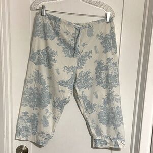 BedHead Vintage Light Blue and White Toile Patterned Crop PJ Pants SZ SMALL